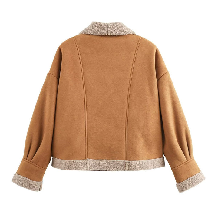 Women's Cropped Jacket with Buttons and Pockets