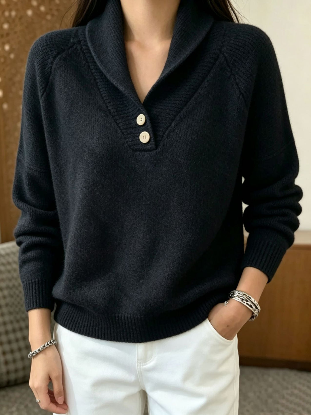 Martha | Women's Long Sleeve Sweater with Buttons