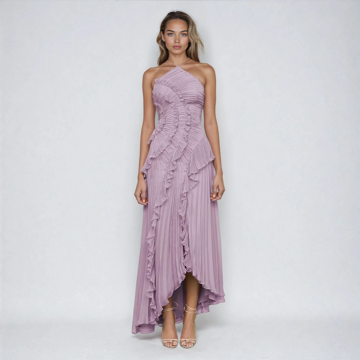 Dree | Women's Halter Neck Mini Custom Sleeveless Halter Dress with Ruffle