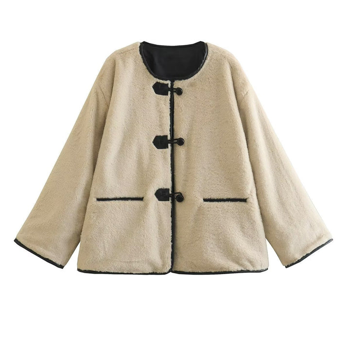 Women's Cropped Round Neck Jacket with Pockets
