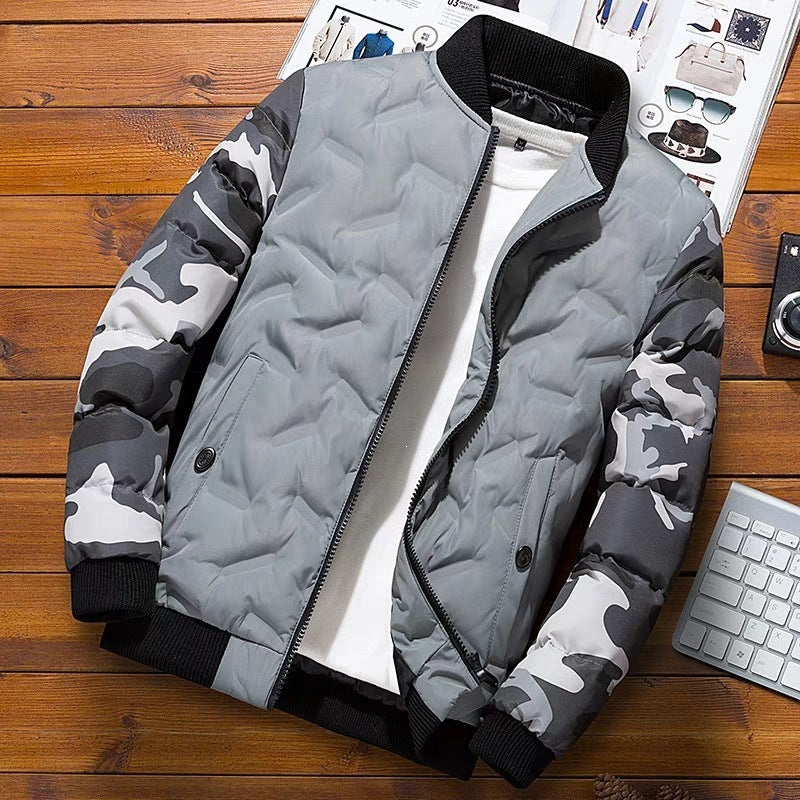 Men's Long Sleeve Bomber Jacket with Pockets