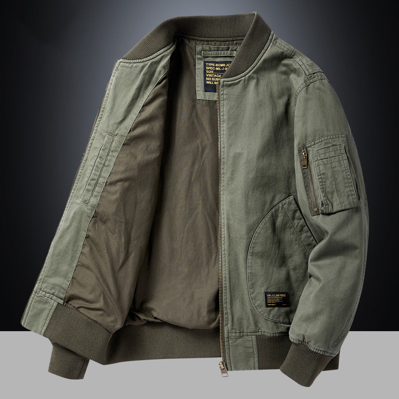 Men's Long Sleeve Bomber Jacket with Pockets