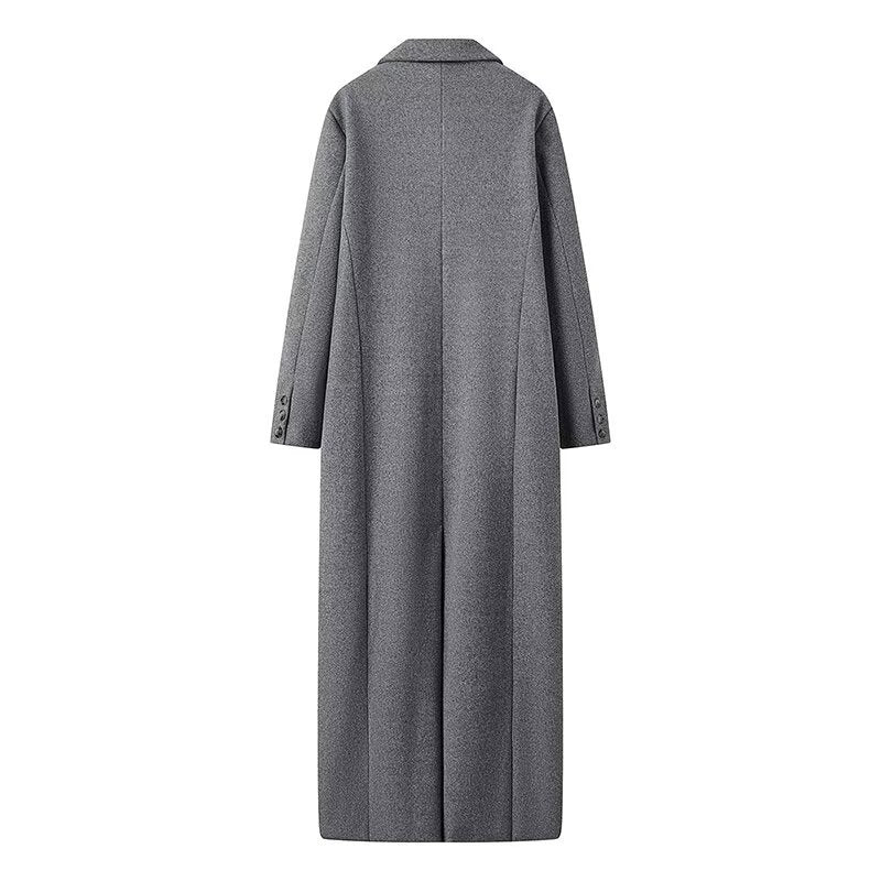 Women's Oversized Long Sleeve Maxi Coat with Pockets