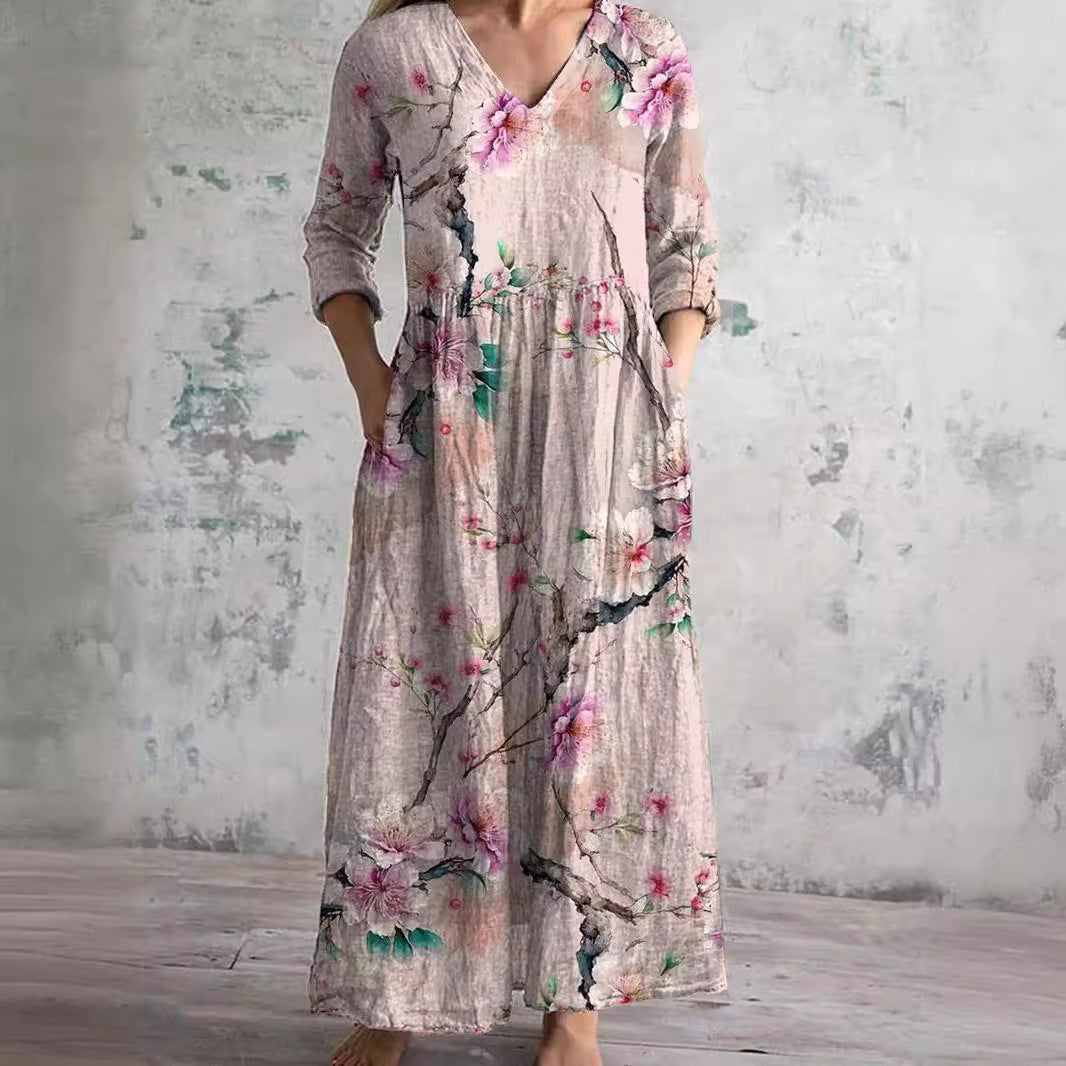 Ivory | Women's Relaxed Floral Whimsy Boho Maxi Dress