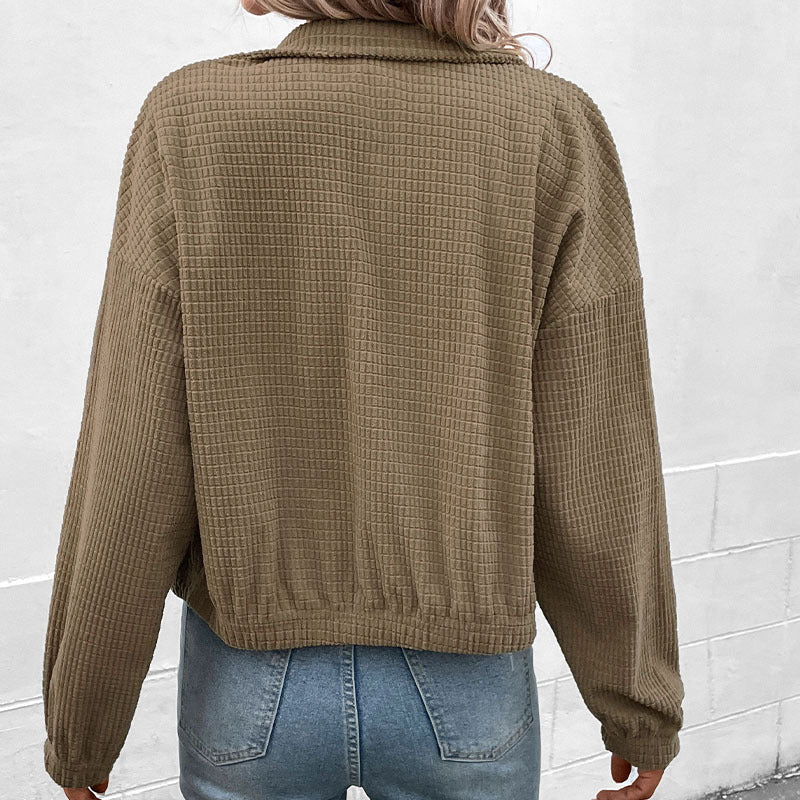 Women's Cropped Long Sleeve Jacket with Pockets