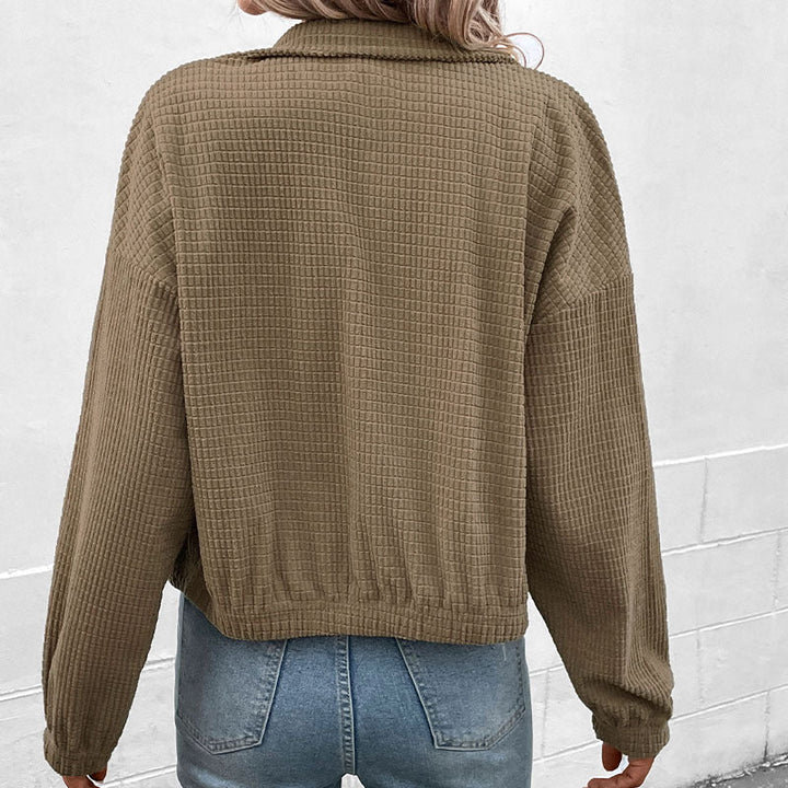 Women's Cropped Long Sleeve Jacket with Pockets