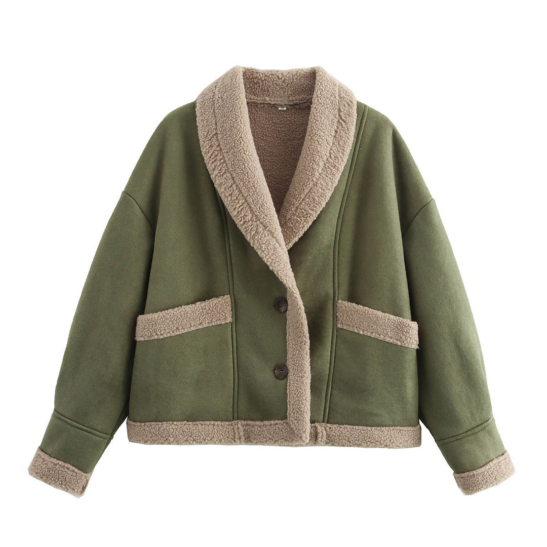 Women's Cropped Jacket with Buttons and Pockets
