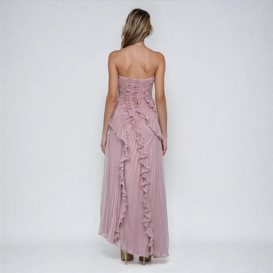 Dree | Women's Halter Neck Mini Custom Sleeveless Halter Dress with Ruffle
