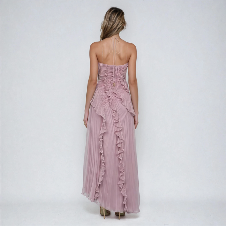Dree | Women's Halter Neck Mini Custom Sleeveless Halter Dress with Ruffle