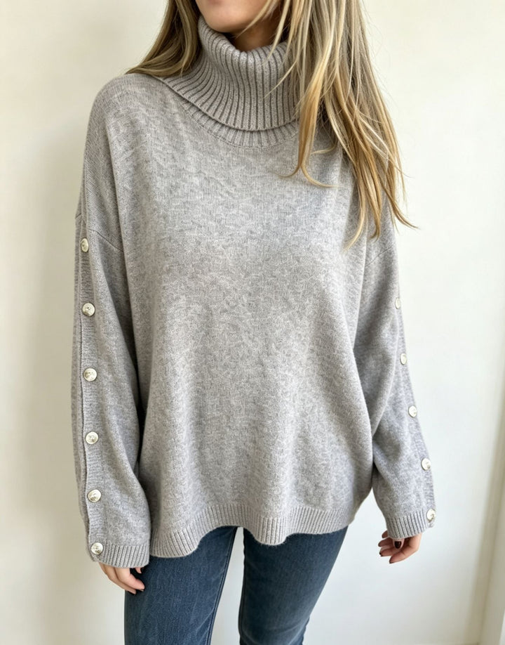 Mara | Women's Oversized Long Sleeve Turtleneck Sweater with Buttons