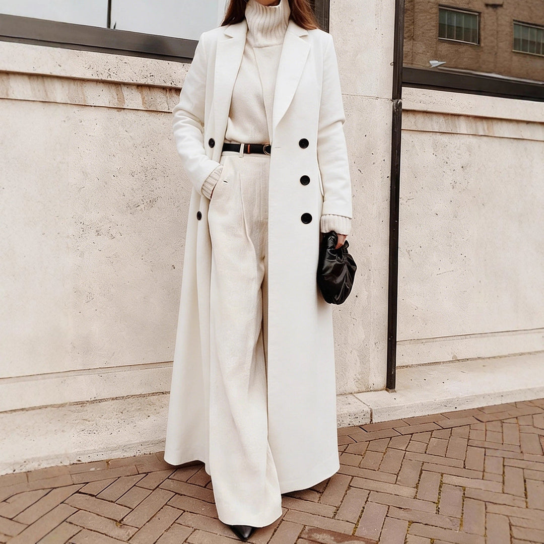 Women's Longline Long Sleeve Coat with Pockets
