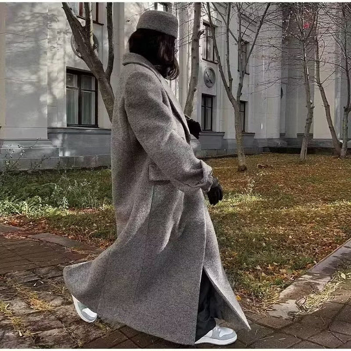 Women's Oversized Long Sleeve Maxi Coat with Pockets