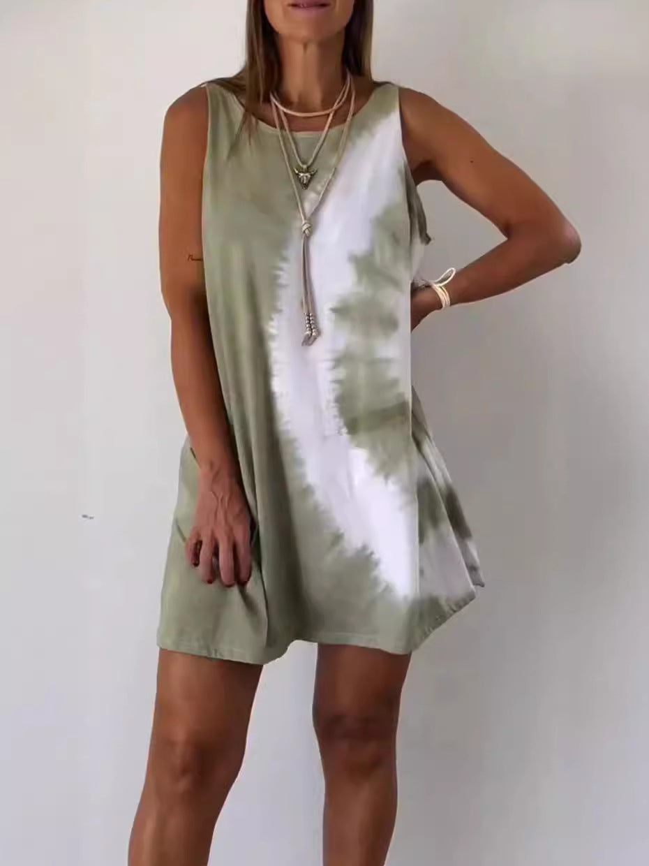 Josie | Women's Sleeveless Tie-Dye Gradient Tie Dye Print Mini Dress