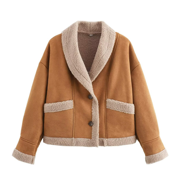 Women's Cropped Jacket with Buttons and Pockets