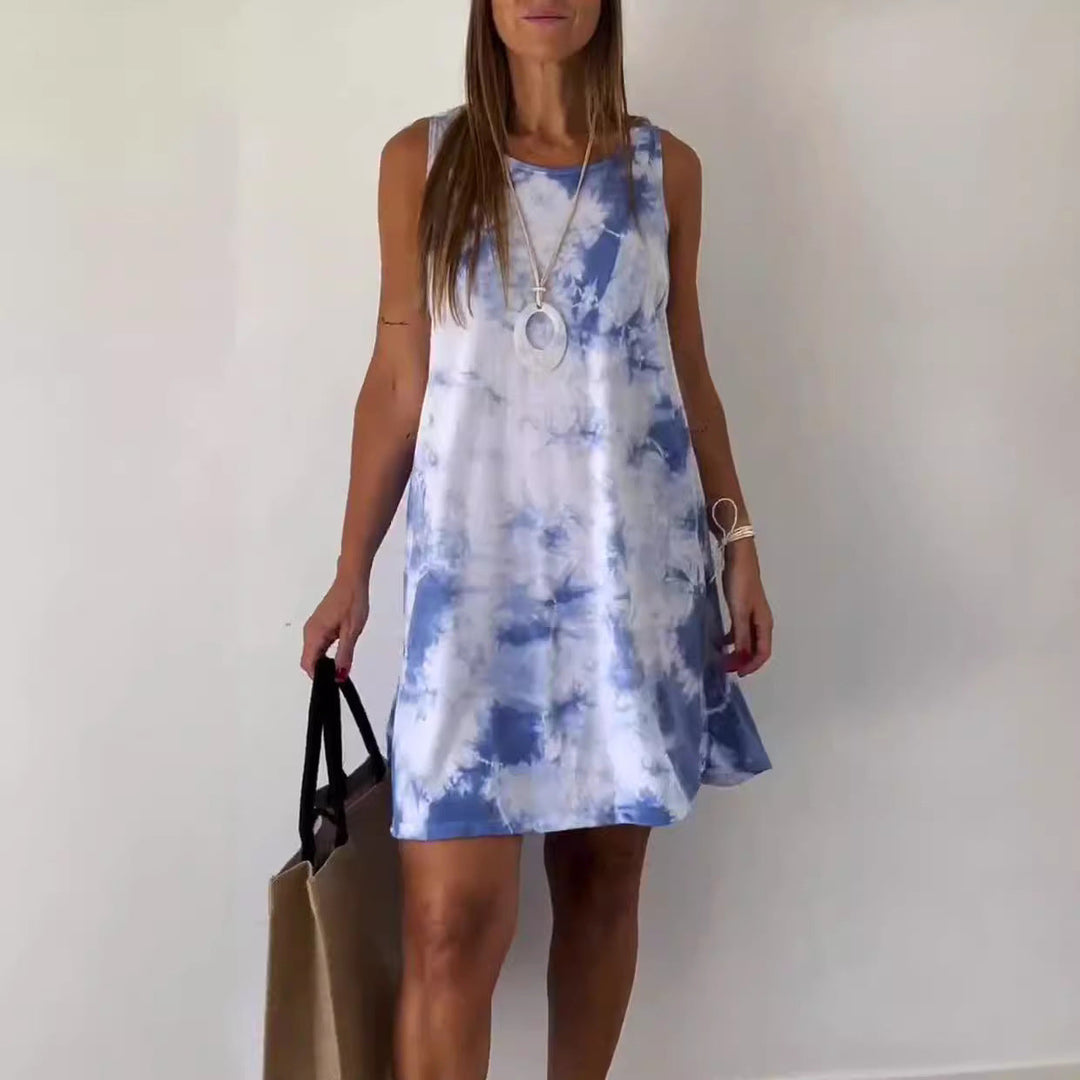 Josie | Women's Sleeveless Tie-Dye Gradient Tie Dye Print Mini Dress