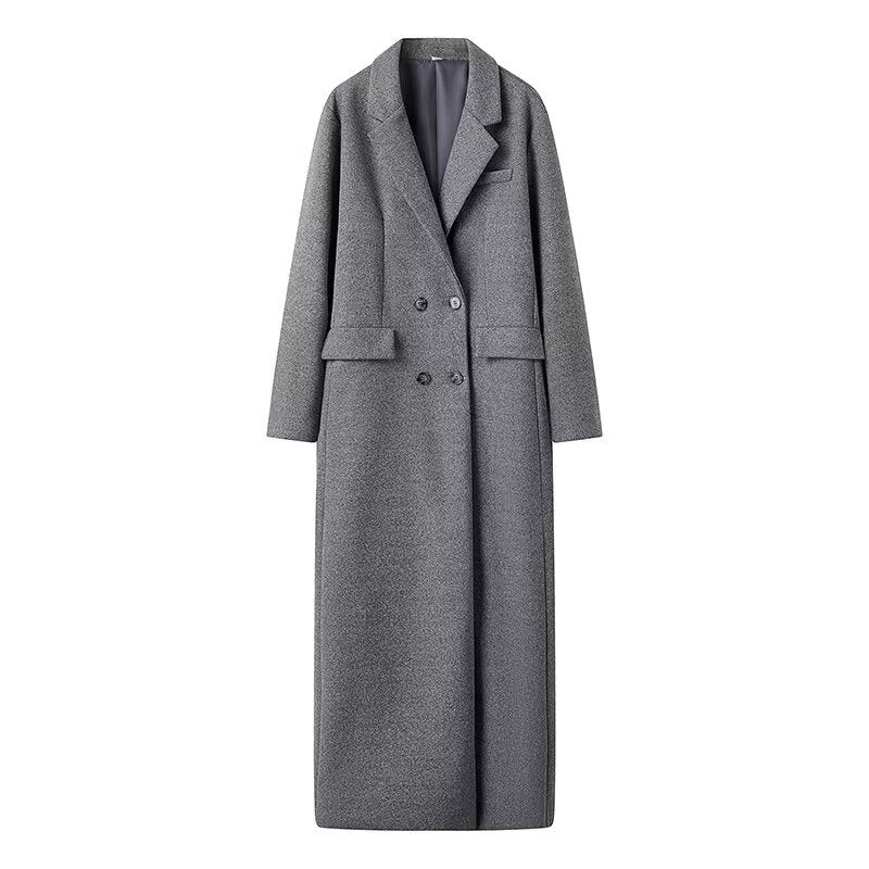 Women's Oversized Long Sleeve Maxi Coat with Pockets
