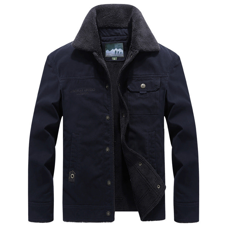 Men's Long Sleeve Jacket with Buttons and Pockets