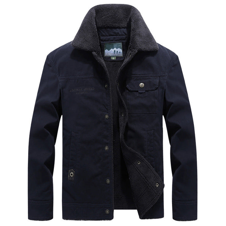 Men's Long Sleeve Jacket with Buttons and Pockets