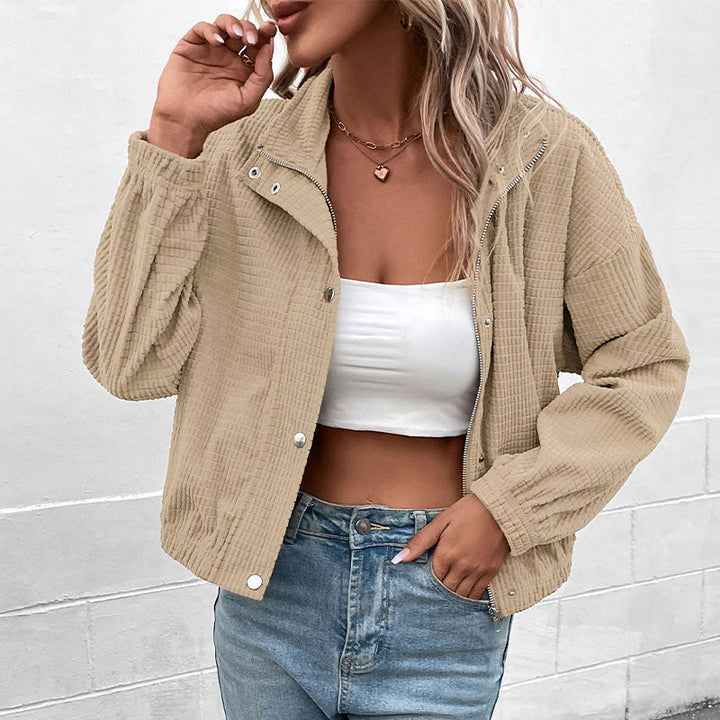 Women's Cropped Long Sleeve Jacket with Pockets