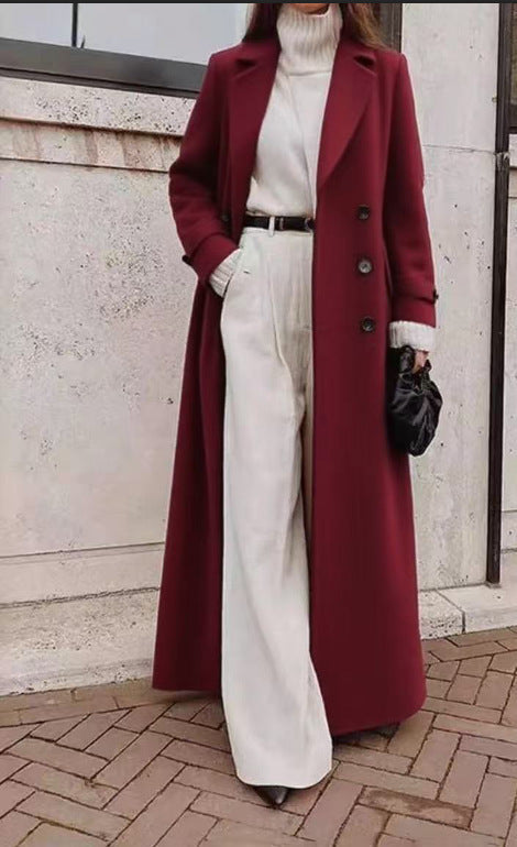 Women's Longline Long Sleeve Coat with Pockets
