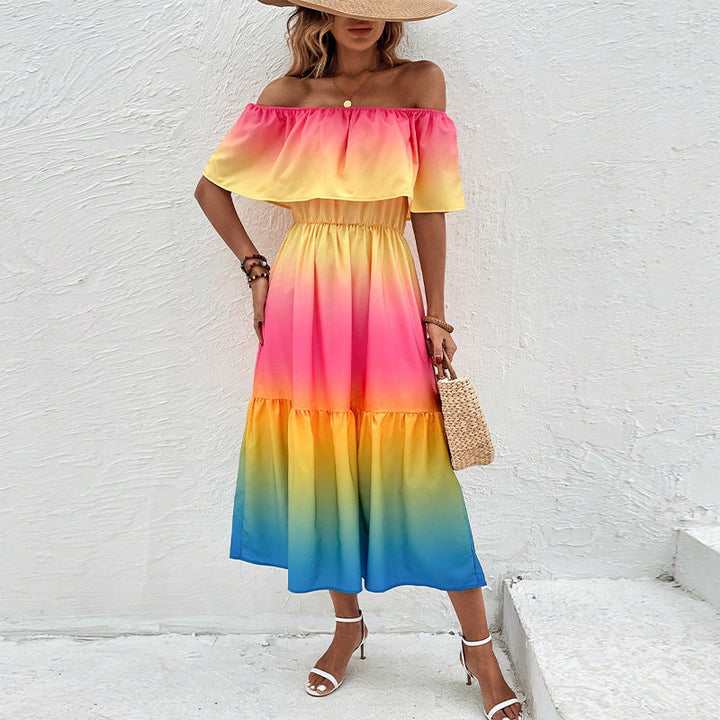 Women's Off-Shoulder Midi Dress with Ruffle