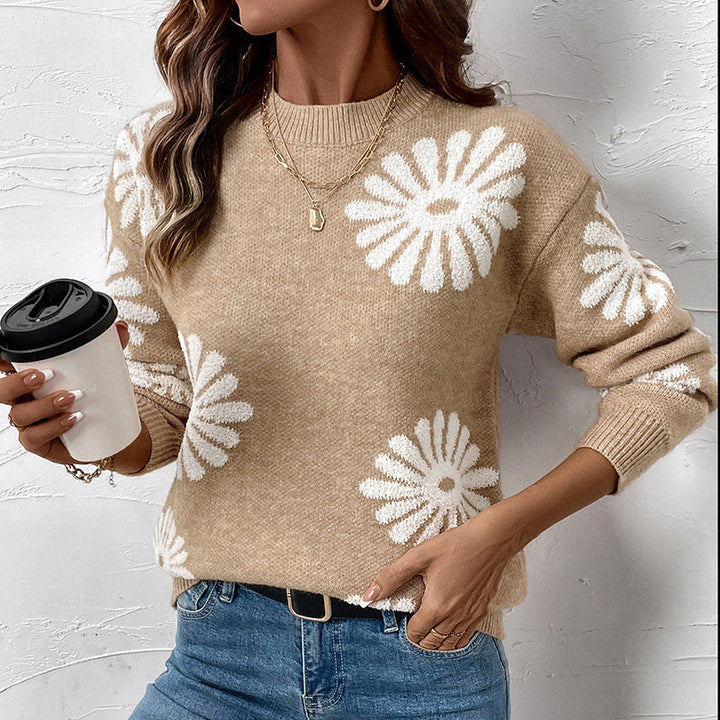 Sophie | Women's Long Sleeve Round Neck Floral Sweater