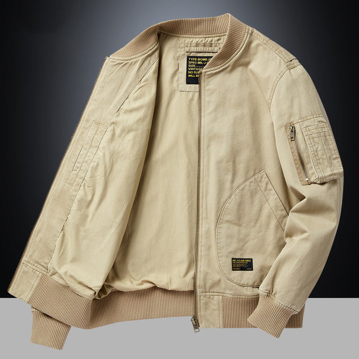 Men's Long Sleeve Bomber Jacket with Pockets