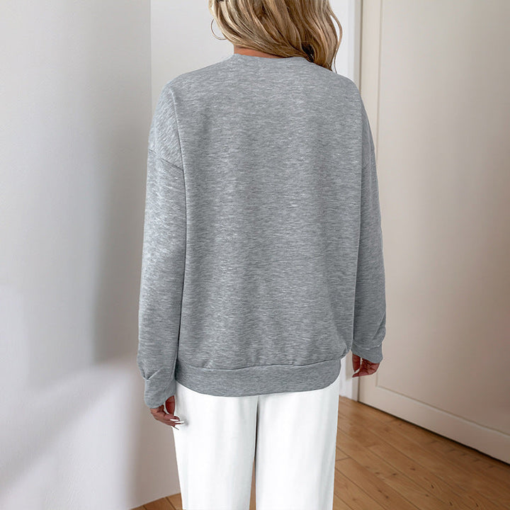 Women's Round Neck Long Sleeve Sweatshirt with Sequins