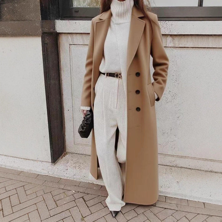 Women's Longline Long Sleeve Coat with Pockets
