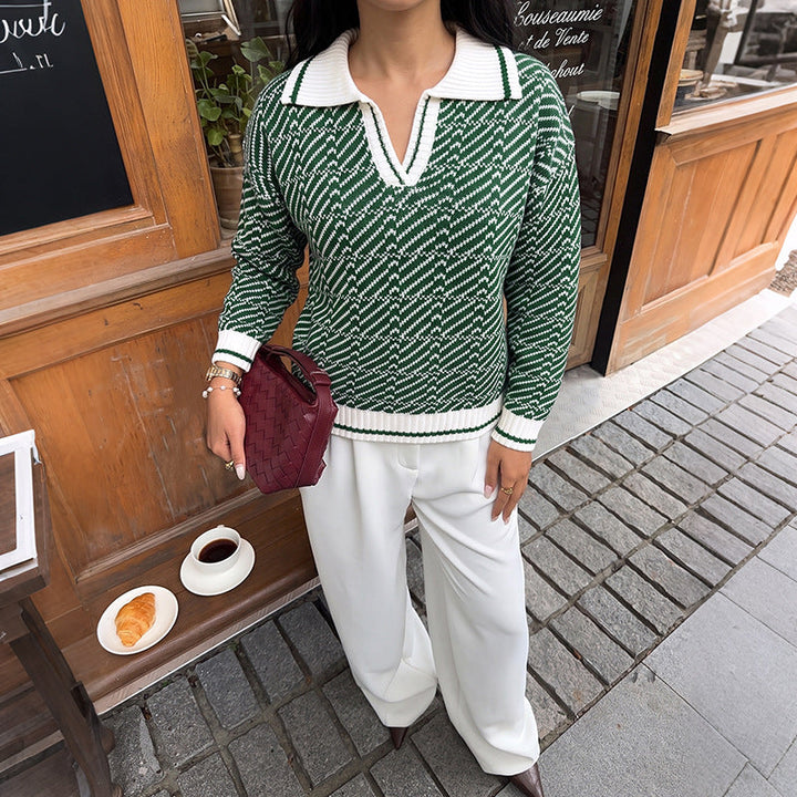 Women's V-Neck Long Sleeve Sweater