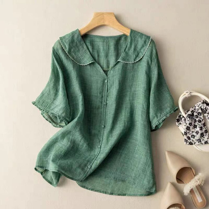 Kristi™ | Retro-Inspired Blouse with Button Accents