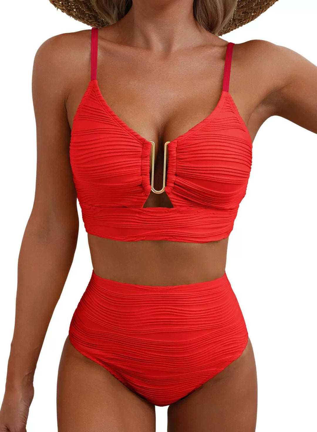 Siren | Bikini de Alta Cintura con Detalle U-Link dorado