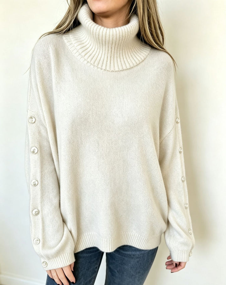 Mara | Women's Oversized Long Sleeve Turtleneck Sweater with Buttons