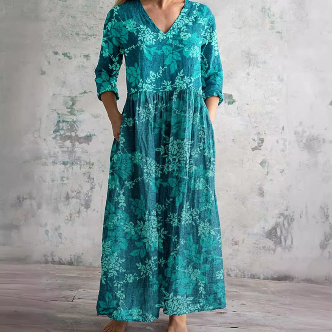Ivory | Women's Relaxed Floral Whimsy Boho Maxi Dress