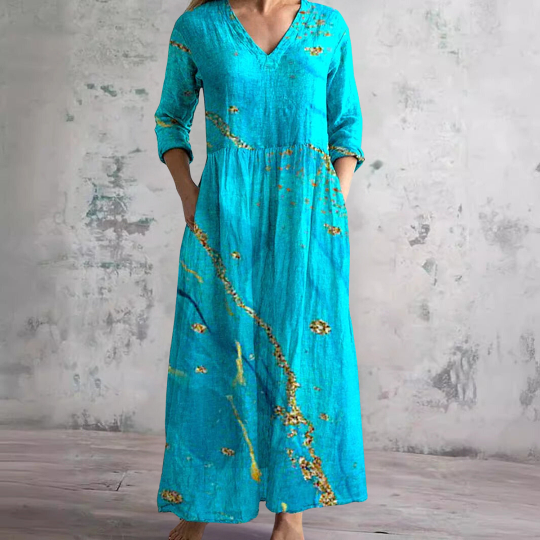 Ivory | Women's Relaxed Floral Whimsy Boho Maxi Dress
