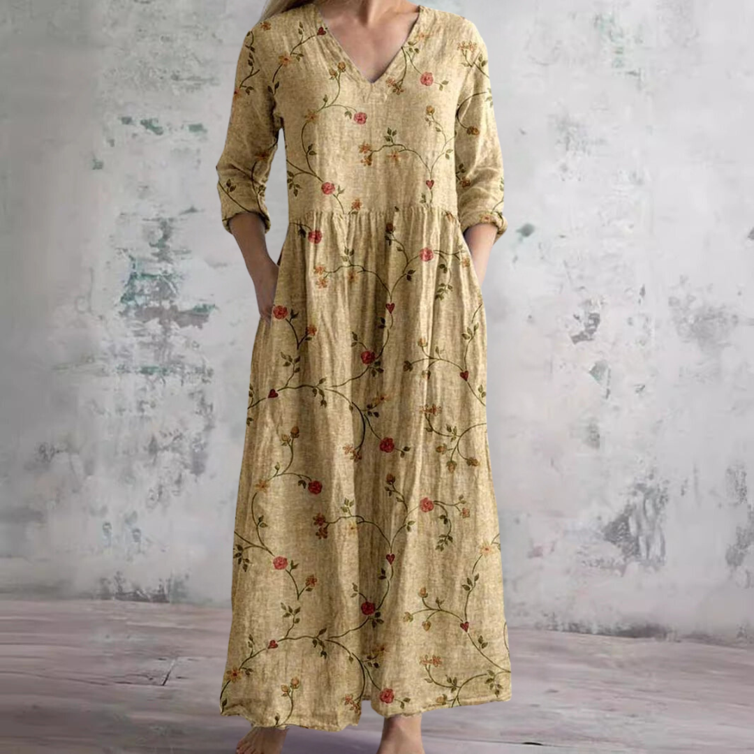 Ivory | Women's Relaxed Floral Whimsy Boho Maxi Dress