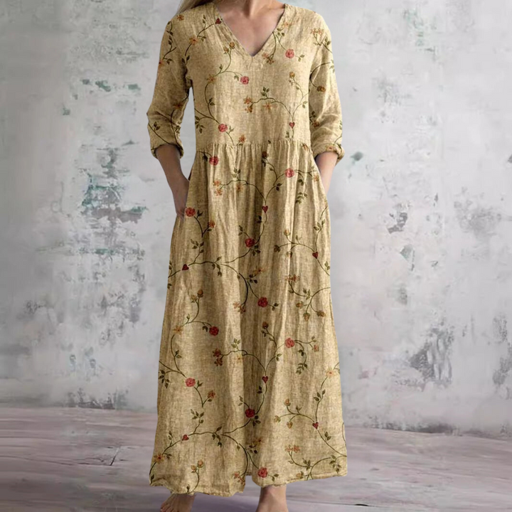 Ivory | Women's Relaxed Floral Whimsy Boho Maxi Dress