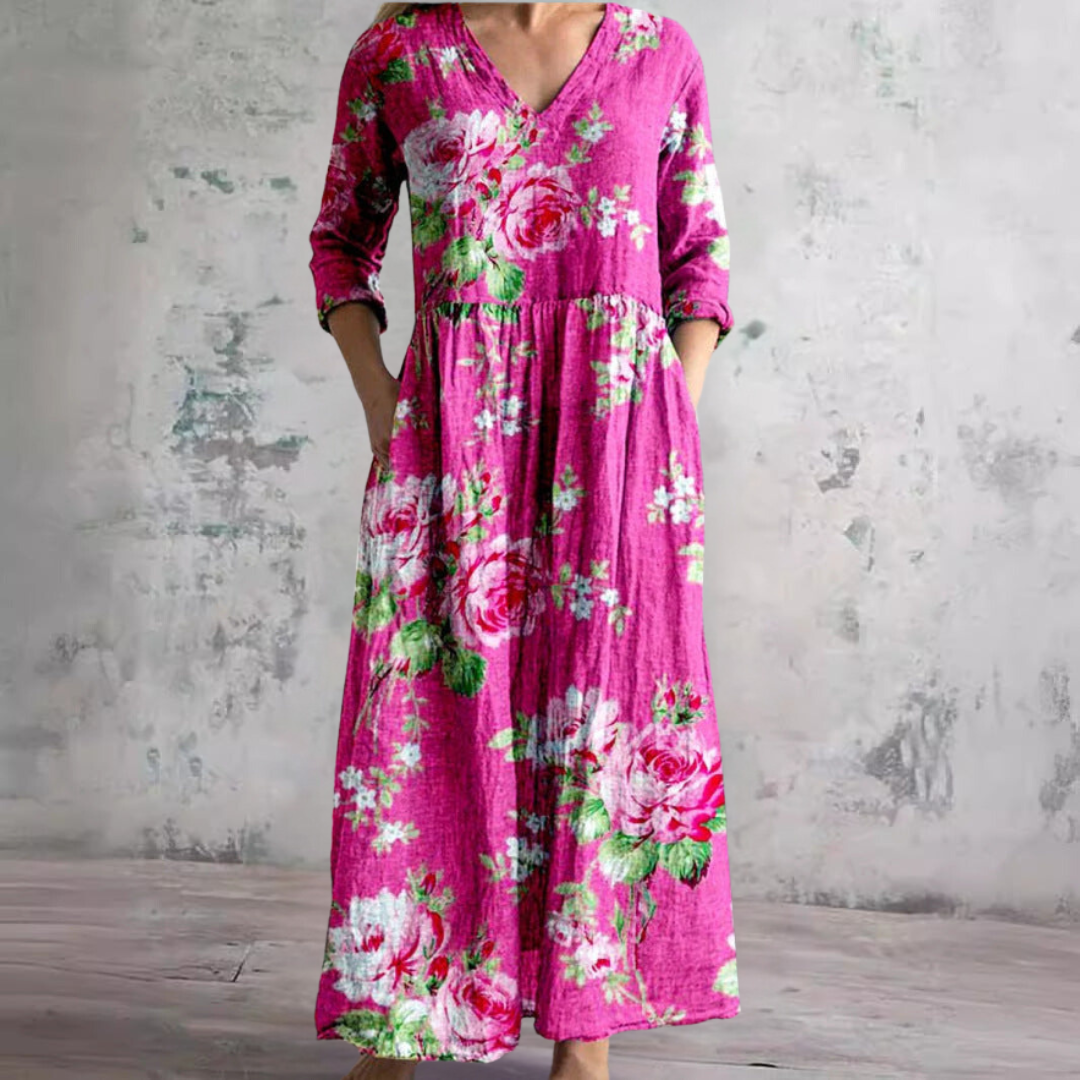 Ivory | Women's Relaxed Floral Whimsy Boho Maxi Dress