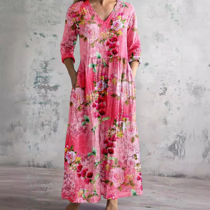 Ivory | Women's Relaxed Floral Whimsy Boho Maxi Dress