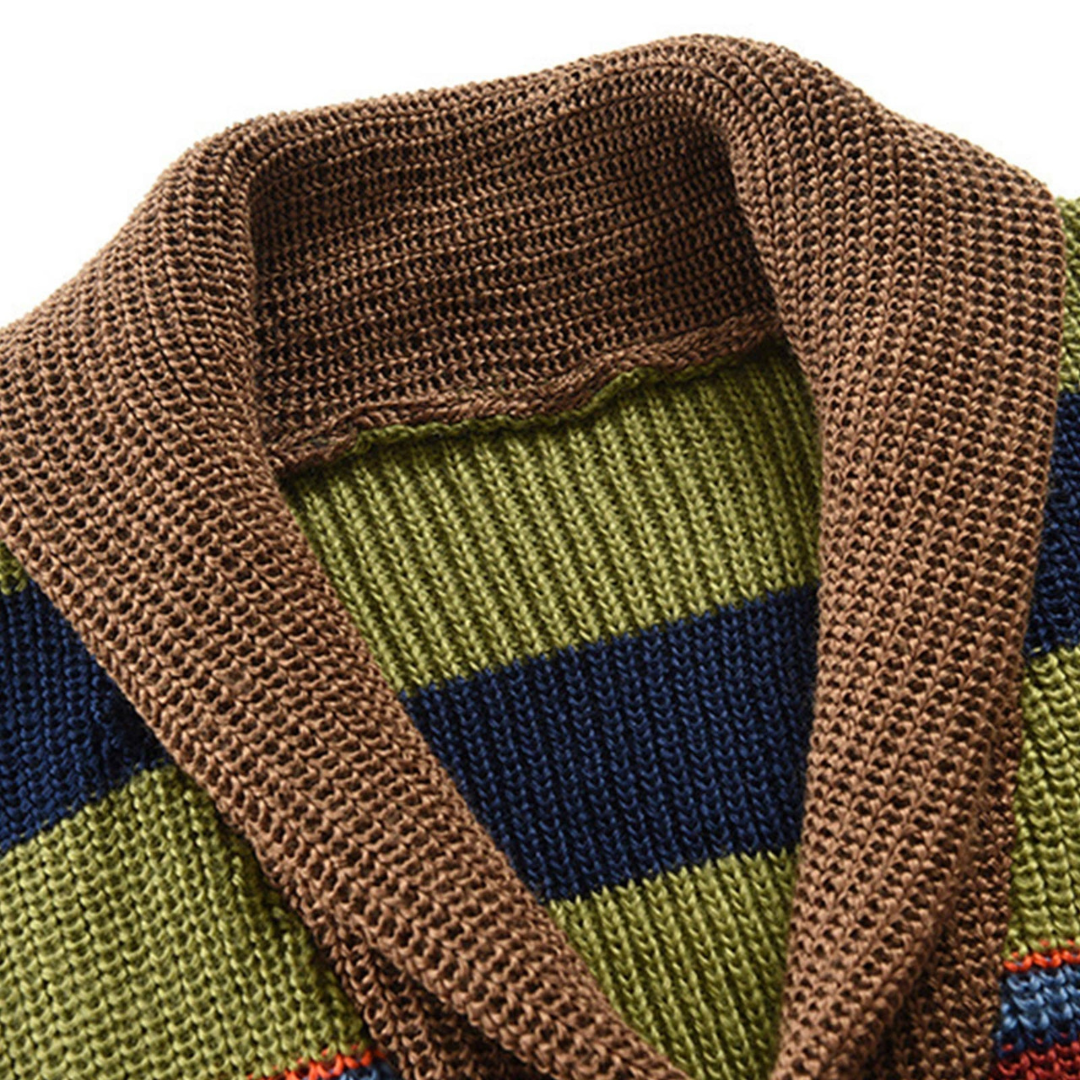 James | Men's Striped Cardigan with Buttons