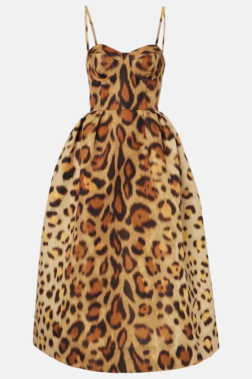 Tiana | Women's Leopard Print Midi Dress