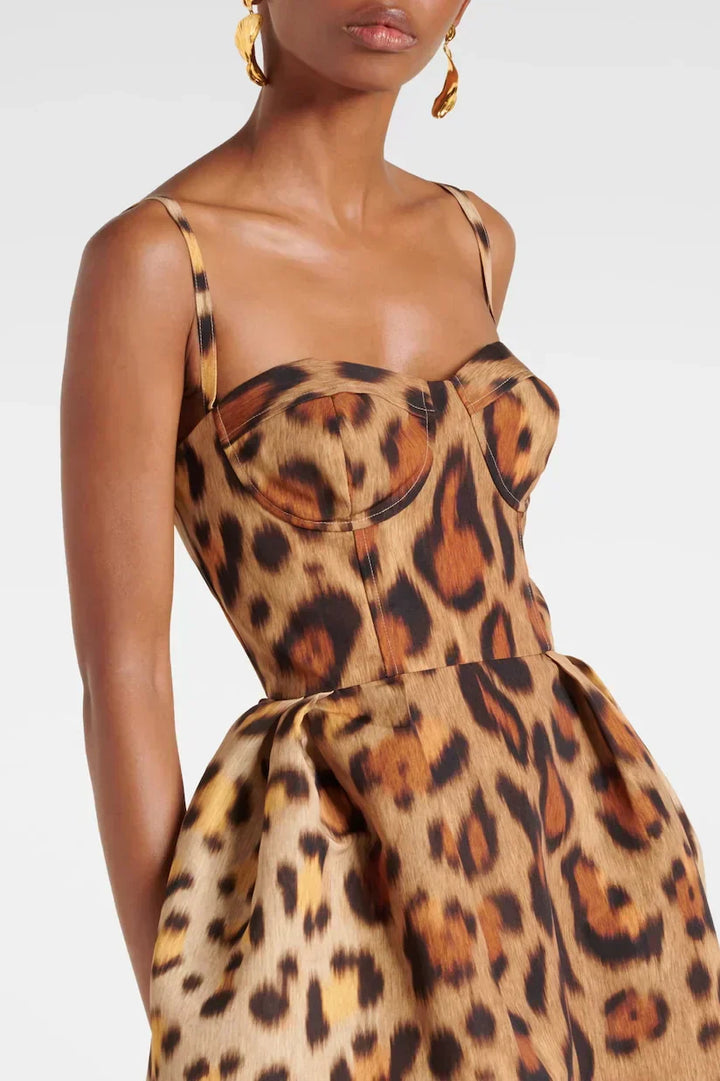 Tiana | Women's Leopard Print Midi Dress