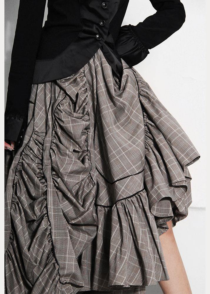 Plus Size Plaid Asymmetrical Design Cinched Summer A-Line Skirt