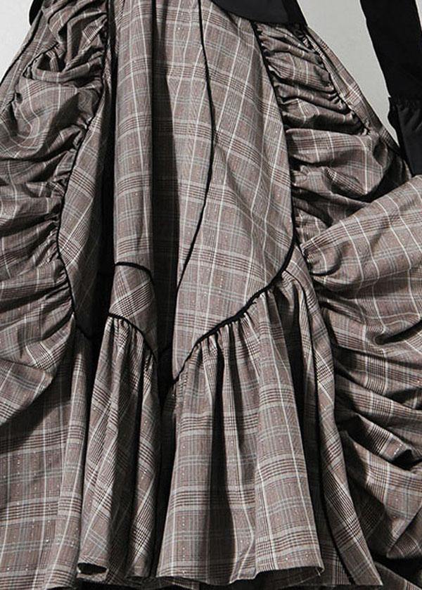 Plus Size Plaid Asymmetrical Design Cinched Summer A-Line Skirt