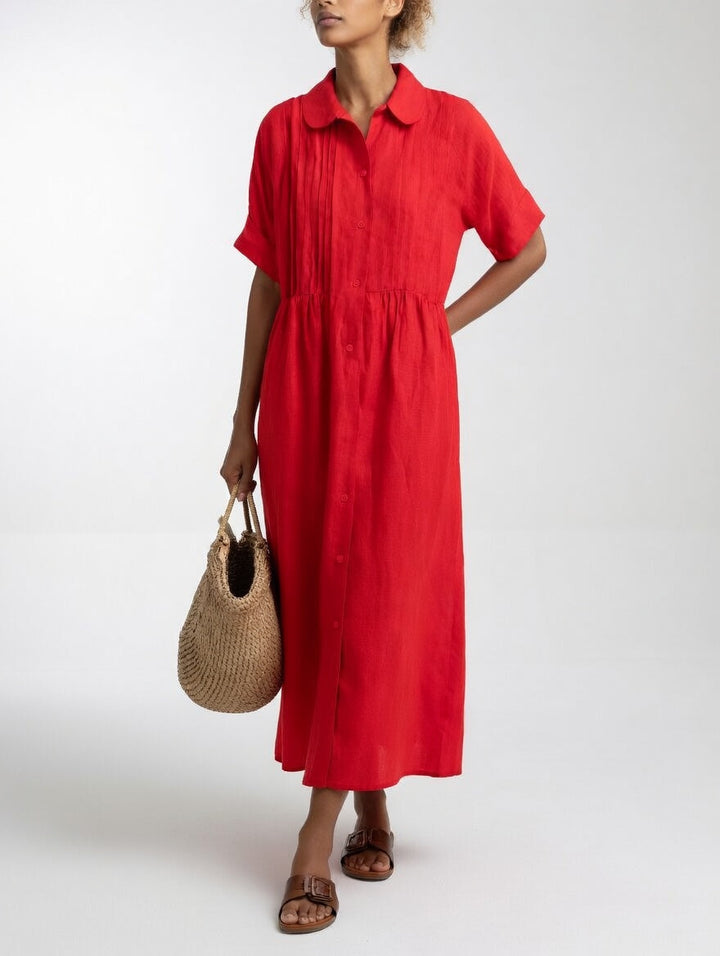 Lysandra | Women's Short Sleeve Maxi Breezy Summer Shirt Dress with Buttons