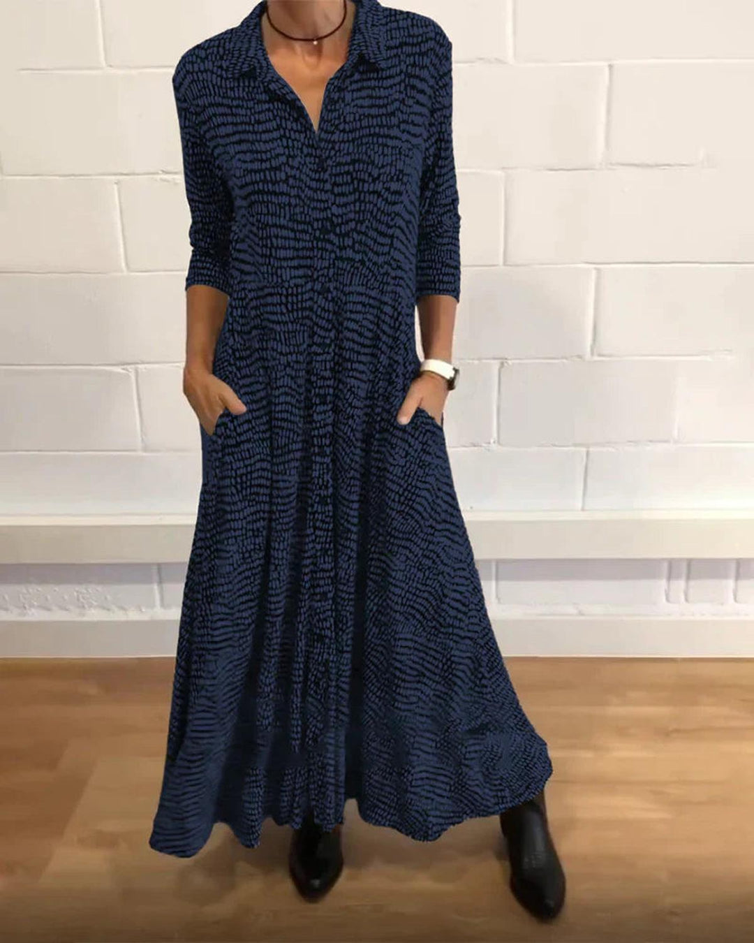 Women's Long Sleeve Maxi Dress with Pockets
