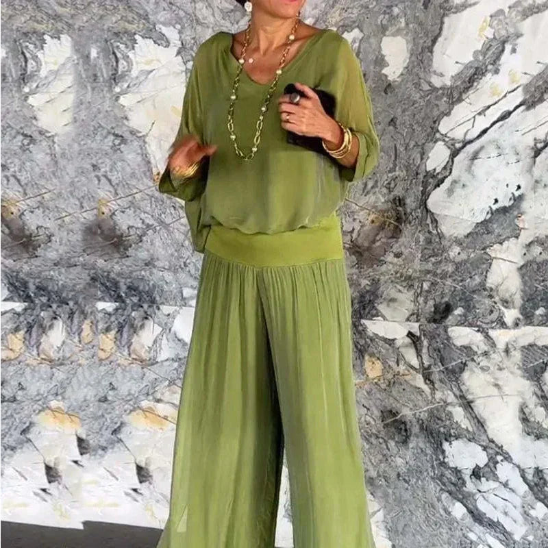 Jonah | Women's Relaxed V-Neck Flowy Lounge Set