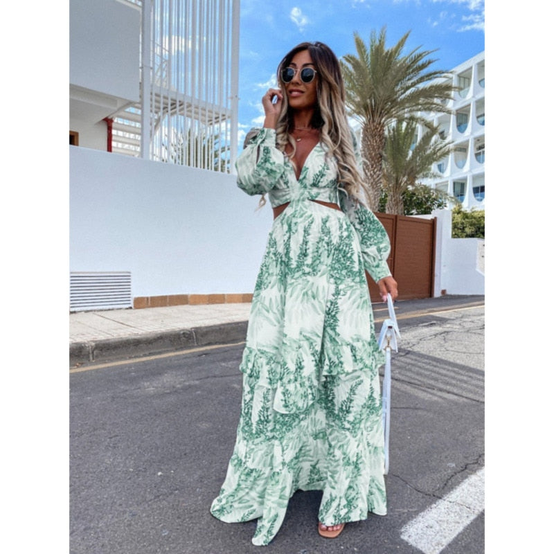 Alazne - Elegant Maxi Dress with Refined Cutouts