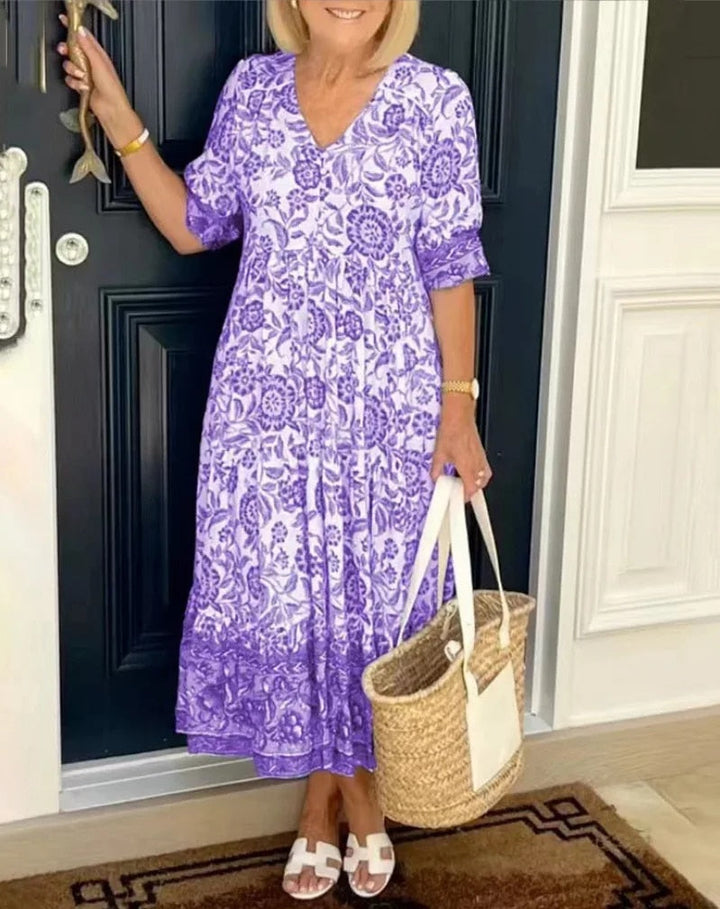 Luna | Women's Mini Elegant Floral V-Neck Dress