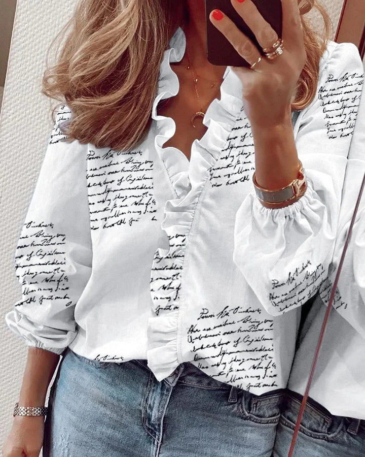 Enola | Women's Balloon Sleeve Feminine Blouse with Playful Ruffles